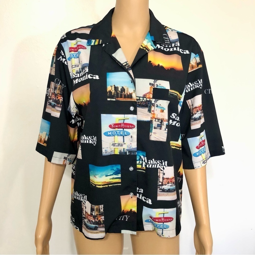 Santa Monica Make It Funky button-up shirt Top size S